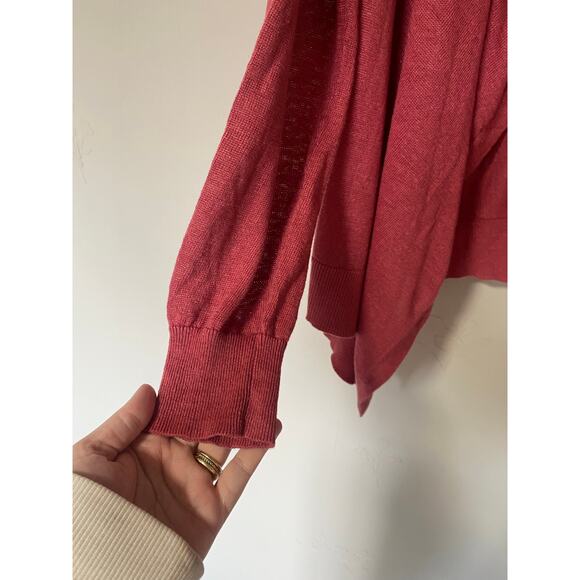 NWOT Garnet Hill 100% Linen Oversized Cardigan Draped Front Sweater Cardigan XL - Picture 5 of 6
